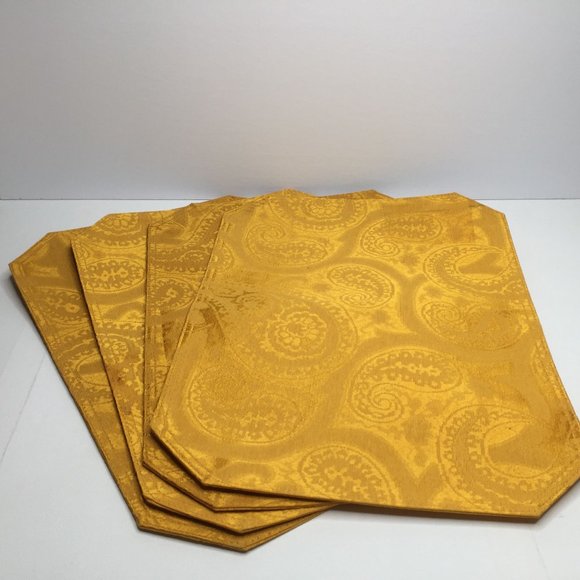 Fall Paisley Placemat Set Of 8 Red Gold Green Print Rich Colors - Picture 8 of 12